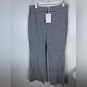 J Crew Hayden Linen Blend Cropped Gingham Check Navy White‎ Pant Size 2 NWT